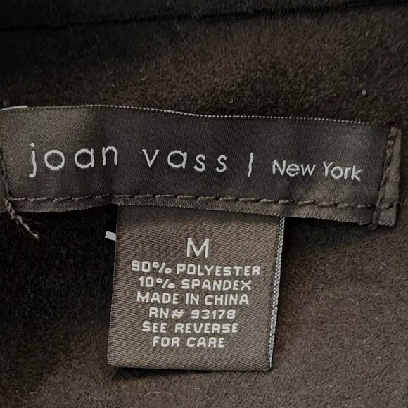 JOAN VASS Black duster VEST CARDIGAN Sz MEDIUM OVERCOAT Faux suede STUNNING - Picture 6 of 7